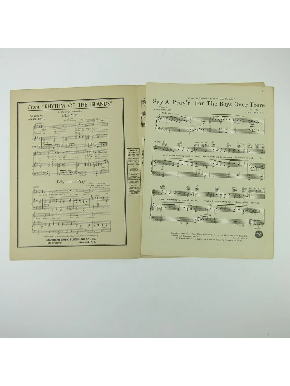 Sheet Music Say A Prayer For The Boys Over There Deanna Durbin Vintage 1943